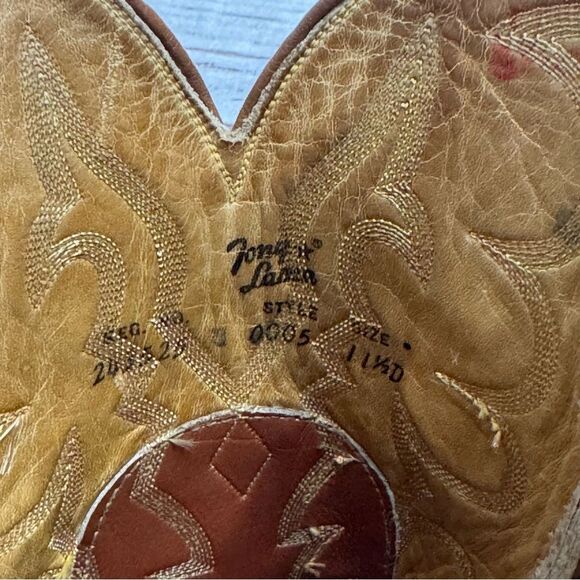 Vintage Tony Lama Eel Patchwork Cowboy Boots Brown Leather Western Size 11.5 D - Picture 8 of 13